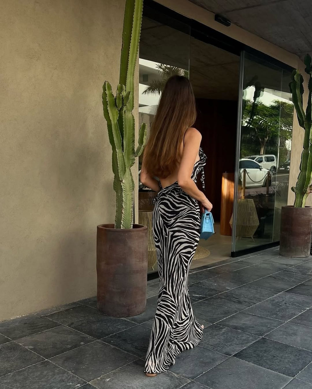Lucia | Vestido Satinado con Estampado de Cebra
